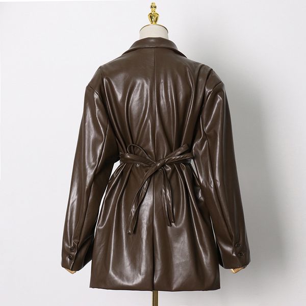 leather streetwear ladies women notched collar long sleeve patchwork pockets lace up high street coats solid casual coat, Black
leather streetwear ladies women notched collar long sleeve patchwork pockets lace up high street coats solid casual coat, Black