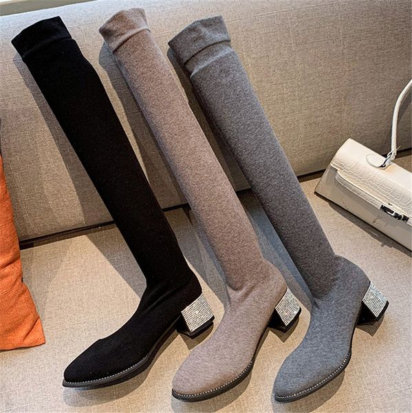2021 women autumn, high-heeled elastic fabric knitting women's boots low-heeled long-heeled shoes hduj, Black
2021 women autumn, high-heeled elastic fabric knitting women's boots low-heeled long-heeled shoes hduj, Black