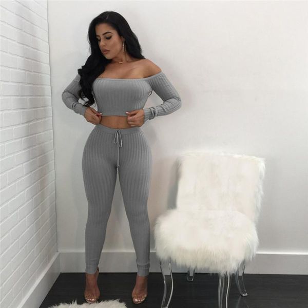 solid slash neck long sleeve two piece set drawstring off shoulder women tracksuit bodycon long pants women suits1, Gray
solid slash neck long sleeve two piece set drawstring off shoulder women tracksuit bodycon long pants women suits1, Gray