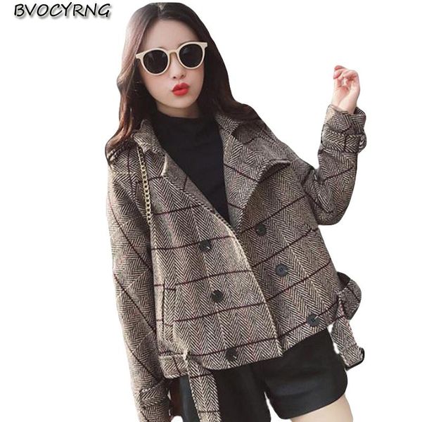 women's wool & blends student short coat for women 2021 spring autumn plaid woolen outerwear fashion belt slim jacket female casual par, Black
women's wool & blends student short coat for women 2021 spring autumn plaid woolen outerwear fashion belt slim jacket female casual par, Black