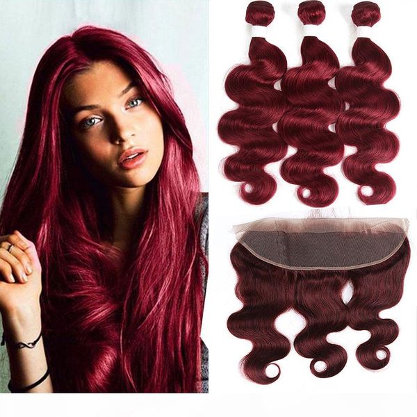 brazilian wine red body wave human hair 3 bundles with frontal 13x4 burgundy 99j virgin hair extensions with frontal closure, Black;brown
brazilian wine red body wave human hair 3 bundles with frontal 13x4 burgundy 99j virgin hair extensions with frontal closure, Black;brown