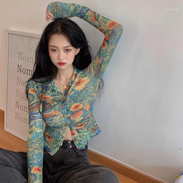 print women blouses streetwear crop korean clothes fashion brand autumn style lace mesh shirts slim ladies floral new1, White
print women blouses streetwear crop korean clothes fashion brand autumn style lace mesh shirts slim ladies floral new1, White
