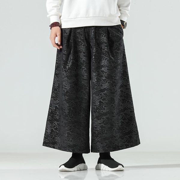 men's pants men chinese style pattern casual wide leg ankle-length male streetwear vintage loose skirts trousers, Black
men's pants men chinese style pattern casual wide leg ankle-length male streetwear vintage loose skirts trousers, Black