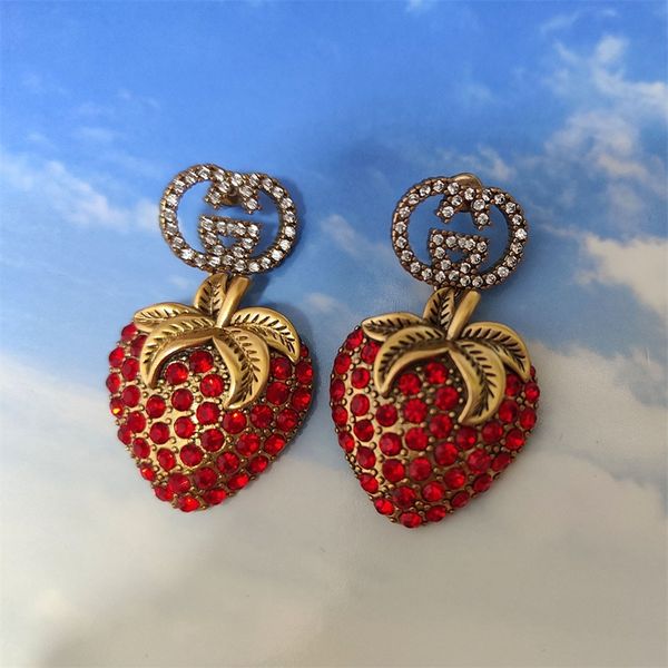 women iter earrings fashion grade red brilliant diamonds strawberry earrings straight for women, Silver
women iter earrings fashion grade red brilliant diamonds strawberry earrings straight for women, Silver