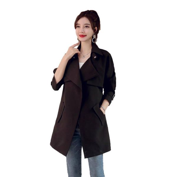 women's trench coats 2021 spring women fashion turn-down collar loose long coat female windbreaker office lady business outerwear m173, Tan;black
women's trench coats 2021 spring women fashion turn-down collar loose long coat female windbreaker office lady business outerwear m173, Tan;black
