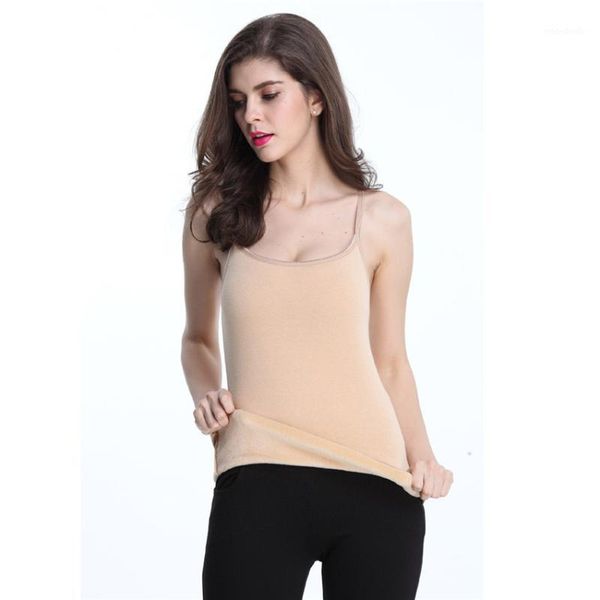 gowyimmes big size elastic women add velvet vest sling crop lady warm black camis tank brief winter bottomings pd4241, White 
gowyimmes big size elastic women add velvet vest sling crop lady warm black camis tank brief winter bottomings pd4241, White