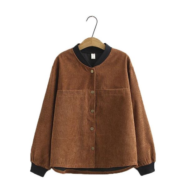 women's jackets oversized jacket corduroy coat female spring autumn long sleeve large size loose casual outwear baseball uniform w136, Black;brown
women's jackets oversized jacket corduroy coat female spring autumn long sleeve large size loose casual outwear baseball uniform w136, Black;brown