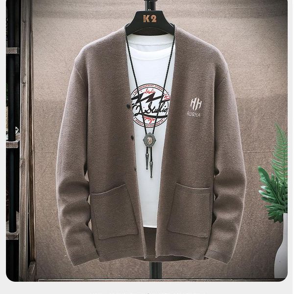 knitwear men's autumn new slim casual sweater cardigan handsome versatile plush coat, White;black
knitwear men's autumn new slim casual sweater cardigan handsome versatile plush coat, White;black