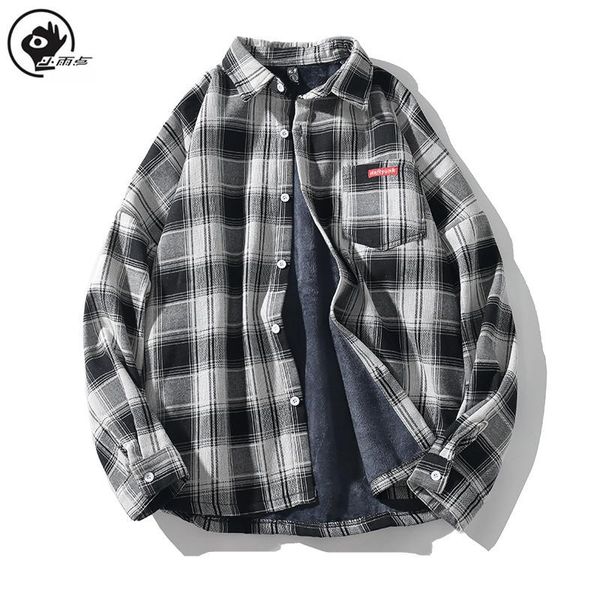 men's casual shirts little raindrop plaid shirt men 2021 autumn winter fashion streetwear long sleeve fleece male brand, White;black
men's casual shirts little raindrop plaid shirt men 2021 autumn winter fashion streetwear long sleeve fleece male brand, White;black