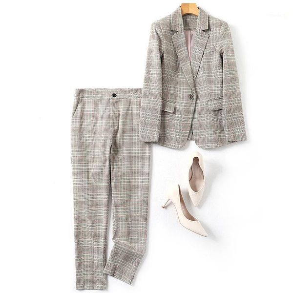 women's two piece pants autumn / winter fashion small suit casual long sleeve slim lattice suit1, White
women's two piece pants autumn / winter fashion small suit casual long sleeve slim lattice suit1, White
