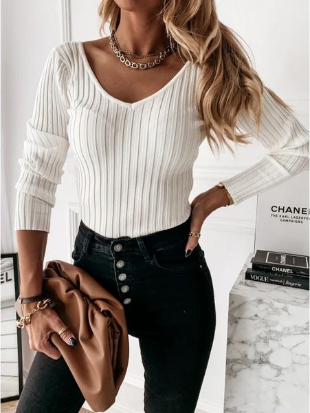 ribbed knitted basic shirts autumn winter v neck long sleeve solid color tight casual shirt for women kg-231, White;black
ribbed knitted basic shirts autumn winter v neck long sleeve solid color tight casual shirt for women kg-231, White;black