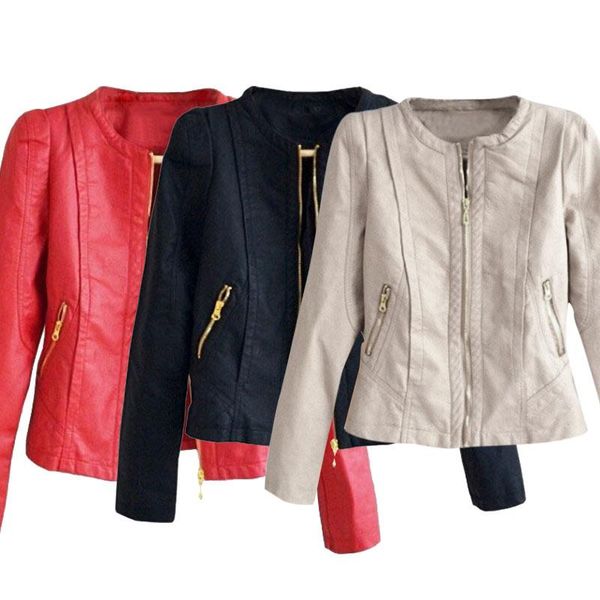 fashion pu leather jackets women spring autumn zipper motorcycle coat round neck pu jacket slim h8, Black;brown
fashion pu leather jackets women spring autumn zipper motorcycle coat round neck pu jacket slim h8, Black;brown