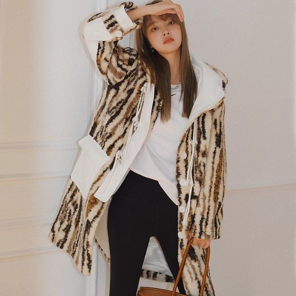women's fur & faux autumn winter coat women single breasted hooded collar female warm thick long print overcoat outerwear, Black
women's fur & faux autumn winter coat women single breasted hooded collar female warm thick long print overcoat outerwear, Black