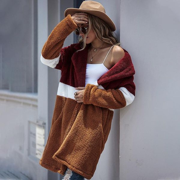 women's new autumn and winter long color matching pocket plush coat fall clothes for women coat coats and jackets women, Black
women's new autumn and winter long color matching pocket plush coat fall clothes for women coat coats and jackets women, Black