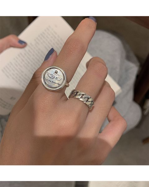 angel wings retro simple ring female hip hop male trend personality chain small design open style, Silver
angel wings retro simple ring female hip hop male trend personality chain small design open style, Silver