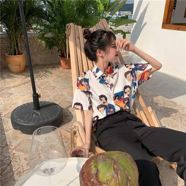 women shirt fashion korean style cartoon print summer harajuku shirt women blouse clothes 2021 new, White
women shirt fashion korean style cartoon print summer harajuku shirt women blouse clothes 2021 new, White