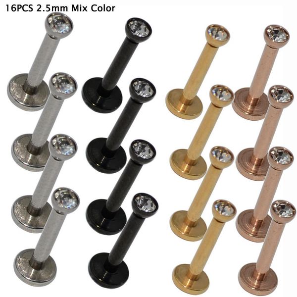 16pcs wholesale price surgical steel internally threaded cz gem labret lip ring zircon ear tragus cartilage earring piercing 16g q sqcdzs, Silver
16pcs wholesale price surgical steel internally threaded cz gem labret lip ring zircon ear tragus cartilage earring piercing 16g q sqcdzs, Silver