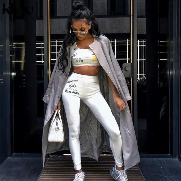 kliou casual tracksuit women 2 piece sets outfits fashion halter letter print sleeveless female outfit sportwear fitness elastic, Gray
kliou casual tracksuit women 2 piece sets outfits fashion halter letter print sleeveless female outfit sportwear fitness elastic, Gray