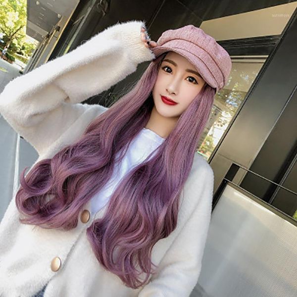 plaid berets with long curls and large waves fashion long curls and large waves red brown hats with brims1, Blue;gray
plaid berets with long curls and large waves fashion long curls and large waves red brown hats with brims1, Blue;gray