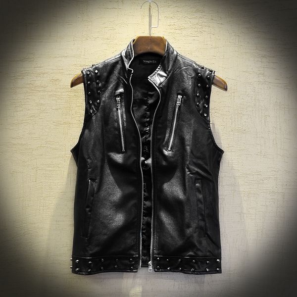 2021 spring summer fashion new country waistcoat thin of punk leather men's motorcycle clothes 28mc, Black
2021 spring summer fashion new country waistcoat thin of punk leather men's motorcycle clothes 28mc, Black