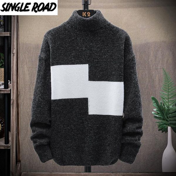 singleroad mens turtleneck sweater men 2020 winter patchwork jumper high collar harajuku sweaters korean black sweater men, White;black
singleroad mens turtleneck sweater men 2020 winter patchwork jumper high collar harajuku sweaters korean black sweater men, White;black