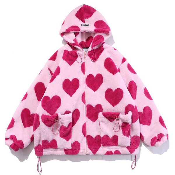 mens heart-shaped print winter drawstring pockets woolen lambswool jacket zipper hooded warm parka streetwear couple men fleece okrxb, Black
mens heart-shaped print winter drawstring pockets woolen lambswool jacket zipper hooded warm parka streetwear couple men fleece okrxb, Black