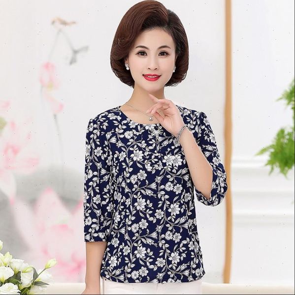 three quarter t shirts middle age mother 2021 summer new plus size women o neck printed small shirt, White
three quarter t shirts middle age mother 2021 summer new plus size women o neck printed small shirt, White
