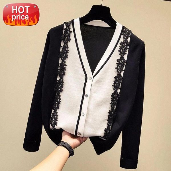 stitching fake two-piece v-neck sweater female slim lace single-breasted fashion knitted cardigan sweater women spring autumn #3e5r, White
stitching fake two-piece v-neck sweater female slim lace single-breasted fashion knitted cardigan sweater women spring autumn #3e5r, White