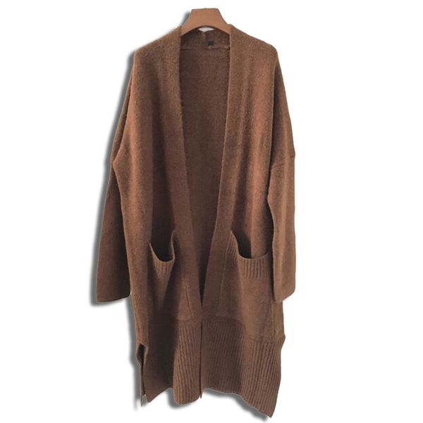 female cardigan wool winter pocket casual coat long vintage cardigans chic sweater 2020, White;black
female cardigan wool winter pocket casual coat long vintage cardigans chic sweater 2020, White;black