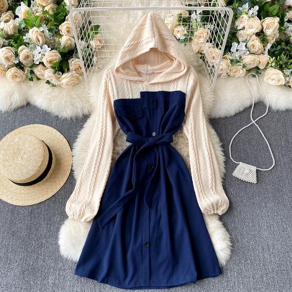 foamlina casual women spring autumn long sleeve short dress hooded collar buttons decoration sash tied a-line loose dress robe, Black;gray
foamlina casual women spring autumn long sleeve short dress hooded collar buttons decoration sash tied a-line loose dress robe, Black;gray