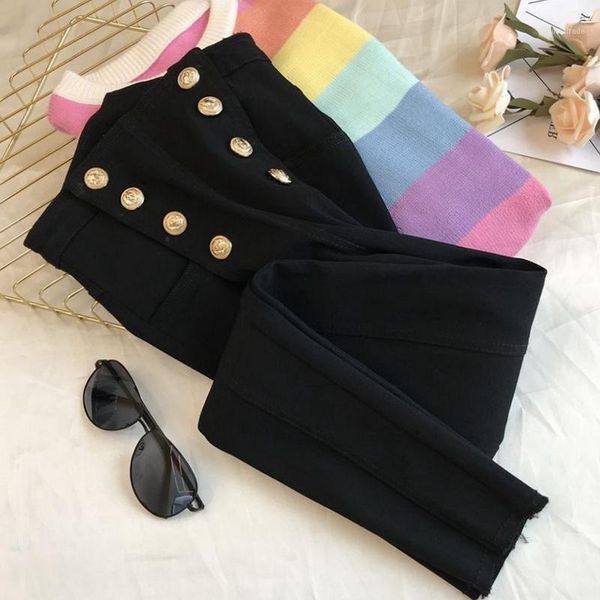 women's jeans 2021 spring arrival double breasted women high waist elastic ankle-length pencil pants black1, Blue
women's jeans 2021 spring arrival double breasted women high waist elastic ankle-length pencil pants black1, Blue