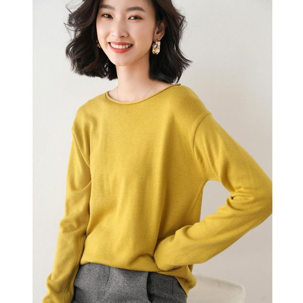 women's sweaters 2021 spring autumn women sweater round neck soild color fashion lazy style long sleeve casual female pullovers, White;black
women's sweaters 2021 spring autumn women sweater round neck soild color fashion lazy style long sleeve casual female pullovers, White;black