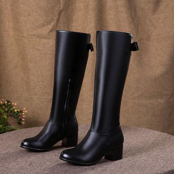 round toe women's mid calf boots shoes boots-women winter footwear high heel 2020 low autumn large size leather rubber, Black
round toe women's mid calf boots shoes boots-women winter footwear high heel 2020 low autumn large size leather rubber, Black