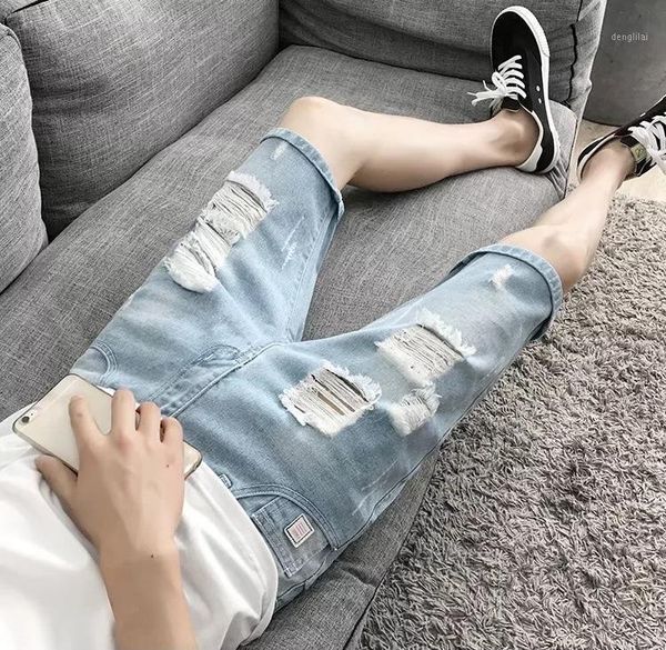 men's jeans shorts with holes trend cool korean-style slim fit shorts summer thin section points jeans1, Blue
men's jeans shorts with holes trend cool korean-style slim fit shorts summer thin section points jeans1, Blue