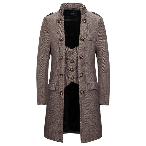 men's trench coats est outerwear medium long fake two pcs woolen coat male windswear 2021 autumn winter jacket, Tan;black
men's trench coats est outerwear medium long fake two pcs woolen coat male windswear 2021 autumn winter jacket, Tan;black