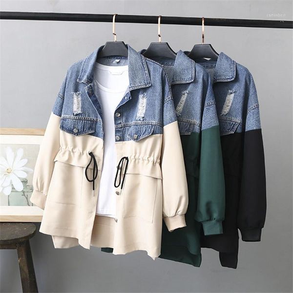 women's jackets 2021 women coat long sleeve splice denim jacket patchwork oversize zipper windbreaker female outerwear plus size 4xl1, Black;brown
women's jackets 2021 women coat long sleeve splice denim jacket patchwork oversize zipper windbreaker female outerwear plus size 4xl1, Black;brown