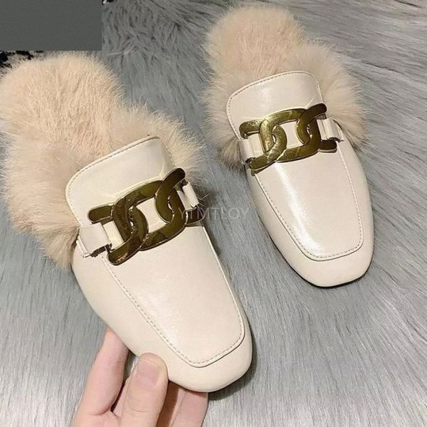 new fashion golden chain soft rabbit hair leather slippers brand design slip on women loafers fur slides mules flip flops zapato #op84
new fashion golden chain soft rabbit hair leather slippers brand design slip on women loafers fur slides mules flip flops zapato #op84