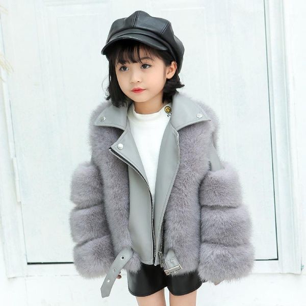 jackets winter fashion girls faux fur coats with whole leather jacket thick warm clothes luxury outwear tz6471, Blue;gray 
jackets winter fashion girls faux fur coats with whole leather jacket thick warm clothes luxury outwear tz6471, Blue;gray