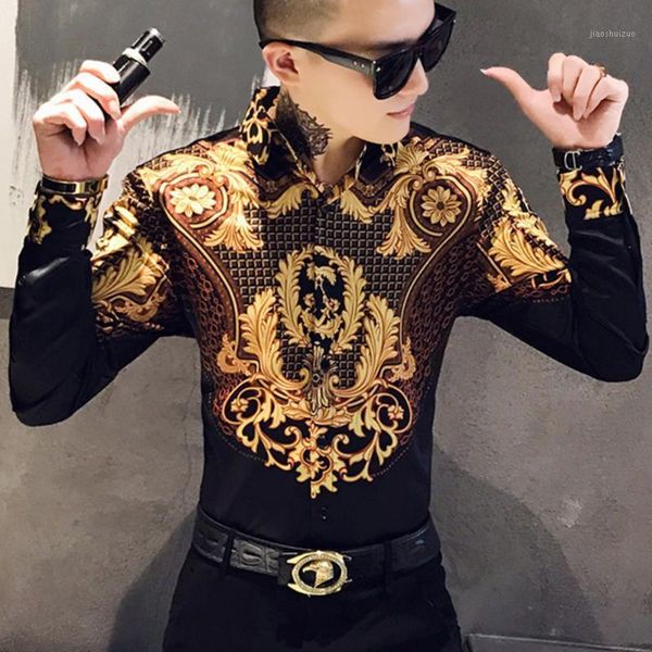 luxury gold printed shirt men's casual retro long-sleeved shirt party tuxedo fashion casual slim street wear men1, White;black
luxury gold printed shirt men's casual retro long-sleeved shirt party tuxedo fashion casual slim street wear men1, White;black