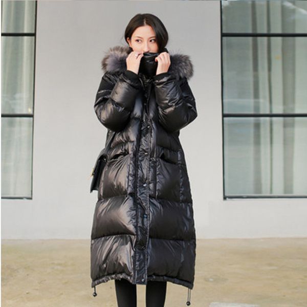 2019 new thick fashion lets outerwear bright-wind-proof warm down long female winter coat, Black
2019 new thick fashion lets outerwear bright-wind-proof warm down long female winter coat, Black