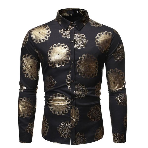 men's casual shirts hipster nightclub button down dress shirt tuxedo 2021 fashion black bronzing floral print men camisas hombre, White;black
men's casual shirts hipster nightclub button down dress shirt tuxedo 2021 fashion black bronzing floral print men camisas hombre, White;black