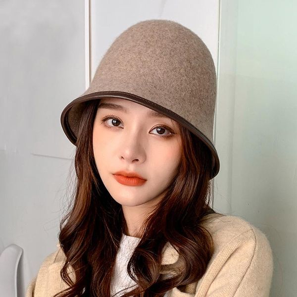 wide brim hats ht3490 wool hat women leather dome bucket ladies solid plain fedora female elegant autumn winter cloche, Blue;gray
wide brim hats ht3490 wool hat women leather dome bucket ladies solid plain fedora female elegant autumn winter cloche, Blue;gray