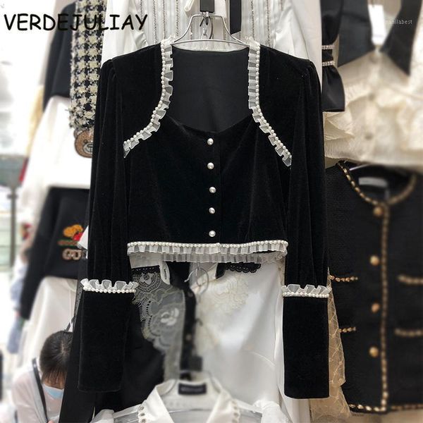 verdejuliay runway fashion spring autumn velvet blouse v-neck long sleeve pearls beading lace ruffles short casual blouses1, White
verdejuliay runway fashion spring autumn velvet blouse v-neck long sleeve pearls beading lace ruffles short casual blouses1, White