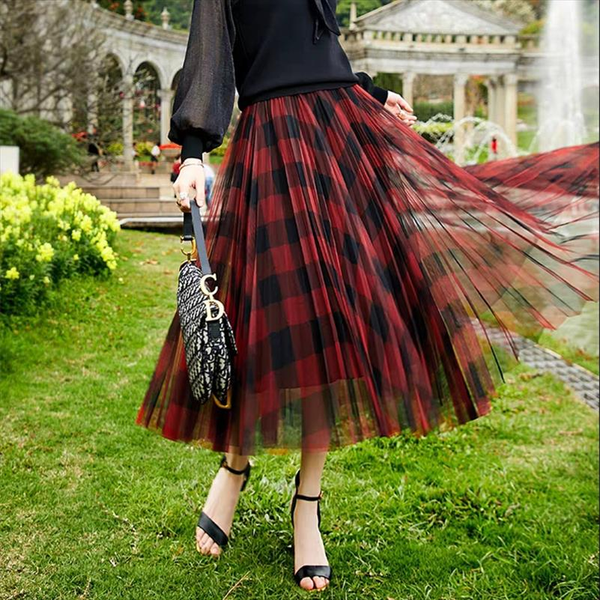 fall winter vintage black red plaid long mesh lace skirt england preppy style office lady work elastic waist pleated skirts
fall winter vintage black red plaid long mesh lace skirt england preppy style office lady work elastic waist pleated skirts