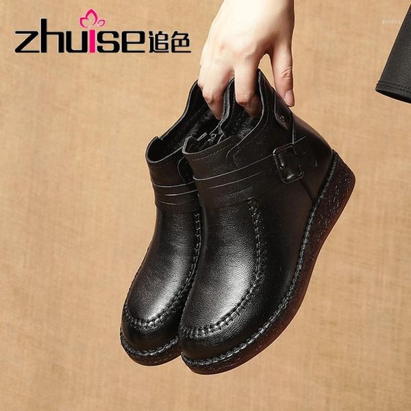 winter belt buckle short boots mother woman cotton shoes plush warm cowhide flat sole leather shoes handmade 2020 new1, Black
winter belt buckle short boots mother woman cotton shoes plush warm cowhide flat sole leather shoes handmade 2020 new1, Black