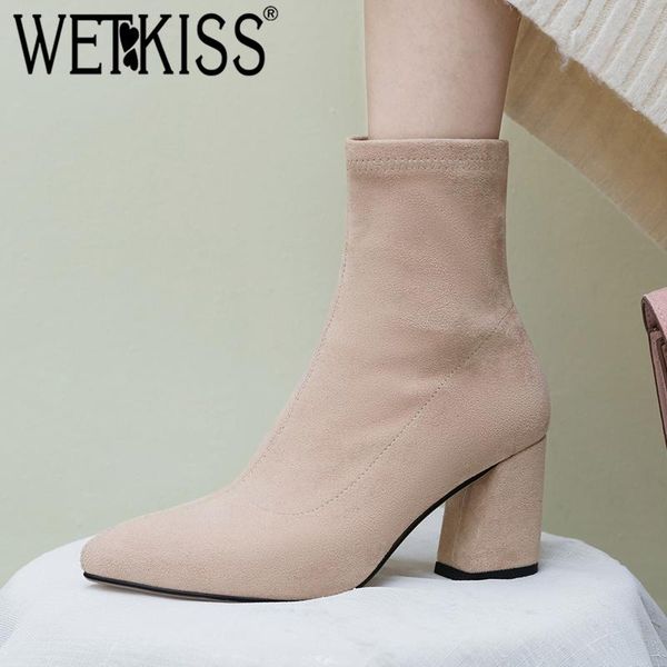boots wetkiss high heels thick ankle women pointed toe booties stretch shoes female fashion flock ladies winter 2021, Black
boots wetkiss high heels thick ankle women pointed toe booties stretch shoes female fashion flock ladies winter 2021, Black