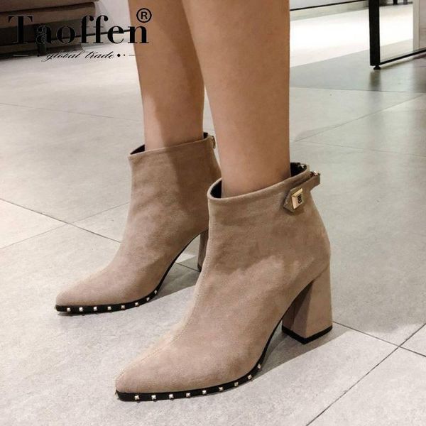boots taoffen office ladies ankle heels pointed toe zipper party work shoes woman rivets footwear size 34-39, Black
boots taoffen office ladies ankle heels pointed toe zipper party work shoes woman rivets footwear size 34-39, Black