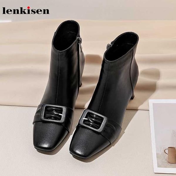 lenkisen genuine leather square toe strange high heels fashion simple style buckle straps winter keep warm women ankle boots l10, Black
lenkisen genuine leather square toe strange high heels fashion simple style buckle straps winter keep warm women ankle boots l10, Black