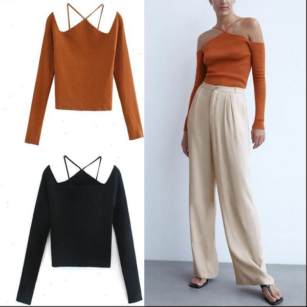 za 2021 off shoulders knit women cut out exposed shoulders straps long sleeve knitted shirt fashion backless, White
za 2021 off shoulders knit women cut out exposed shoulders straps long sleeve knitted shirt fashion backless, White