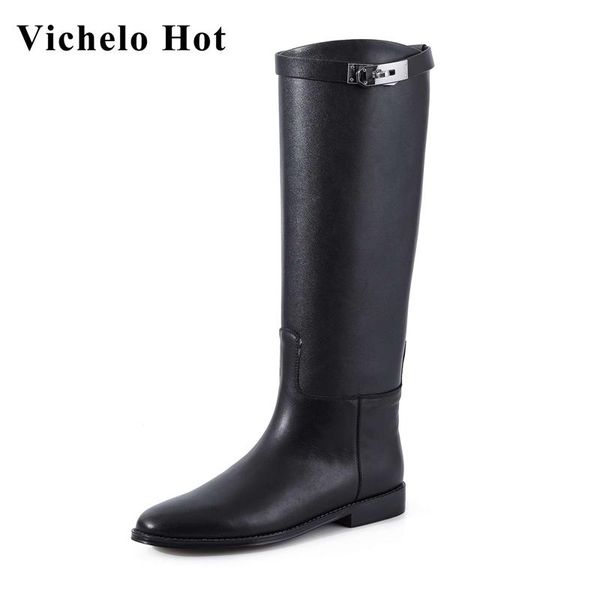 boots vichelo genuine leather round toe low heel riding european style three colors mature elegant basic knee-high l30, Black
boots vichelo genuine leather round toe low heel riding european style three colors mature elegant basic knee-high l30, Black